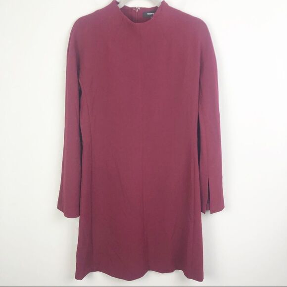 THEORY | Admiral Dolman Long Sleeve Shift Dress Deep Mulberry Size 6 - Picture 4 of 13